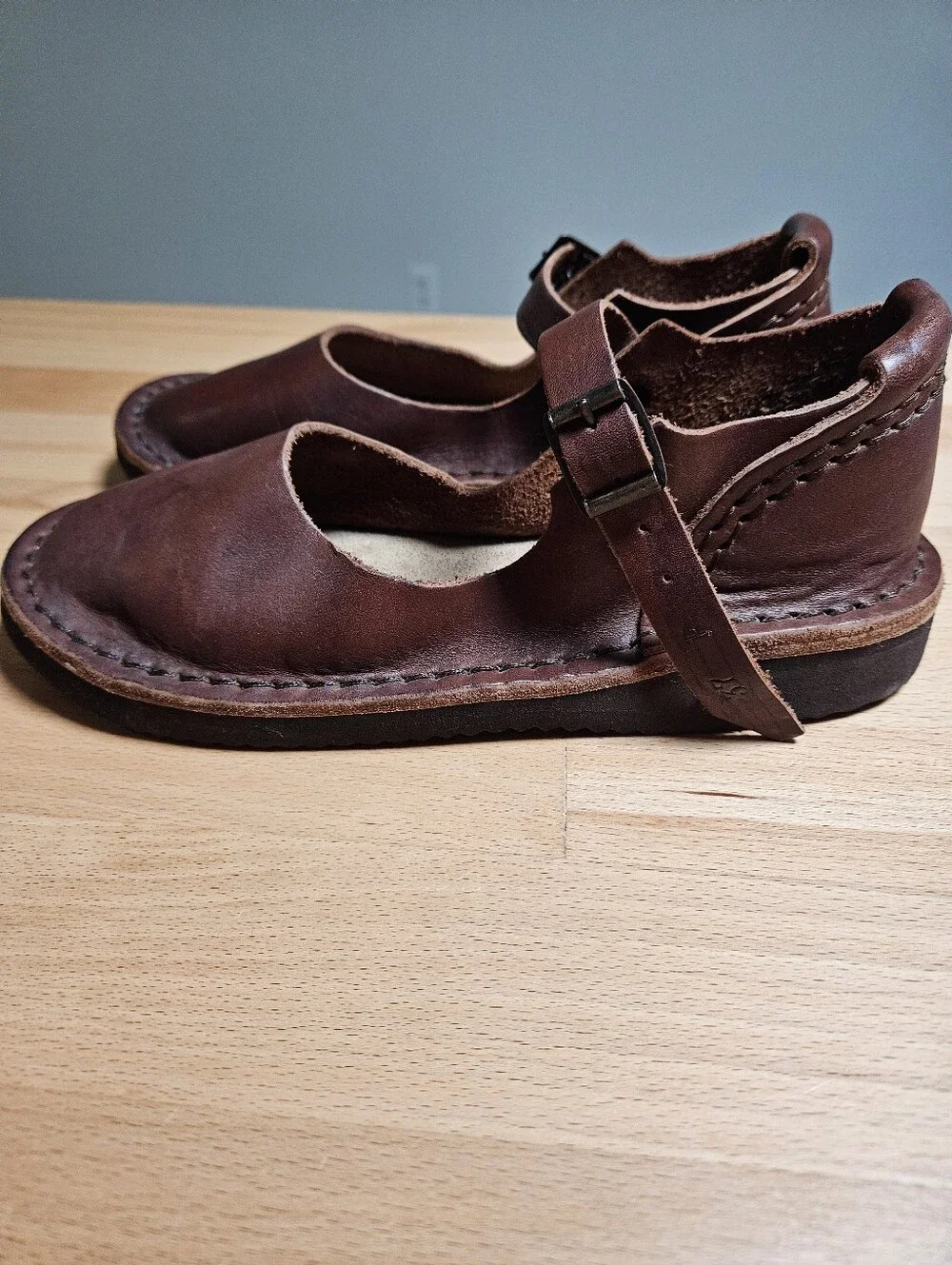TrekLeather Tex Mary Jane Brown Leather Sandal Women's EU37